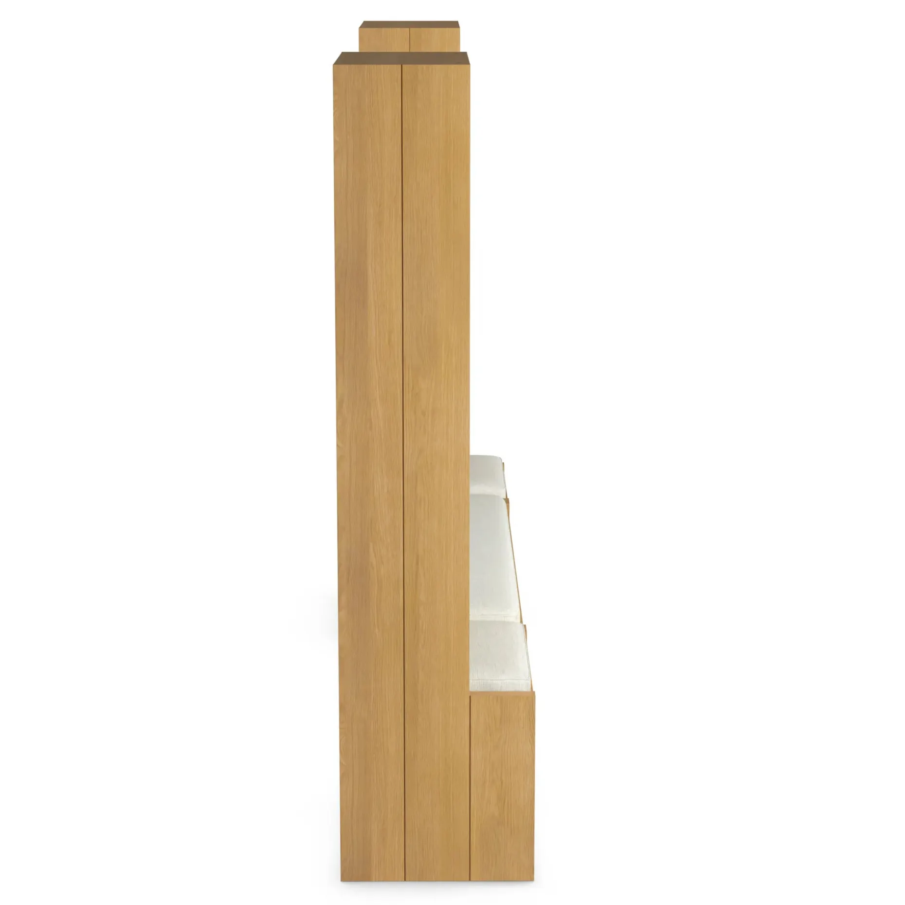 Cassie 100" Two-Piece Hall Tree and Bench Set - Natural Oak and Ivory Chenille