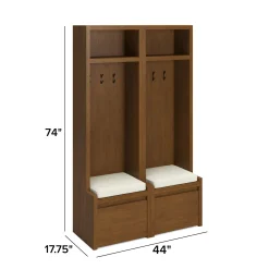 Cassie 44" Two-Piece Hall Tree Set - Smoked Oak and Taupe Chenille