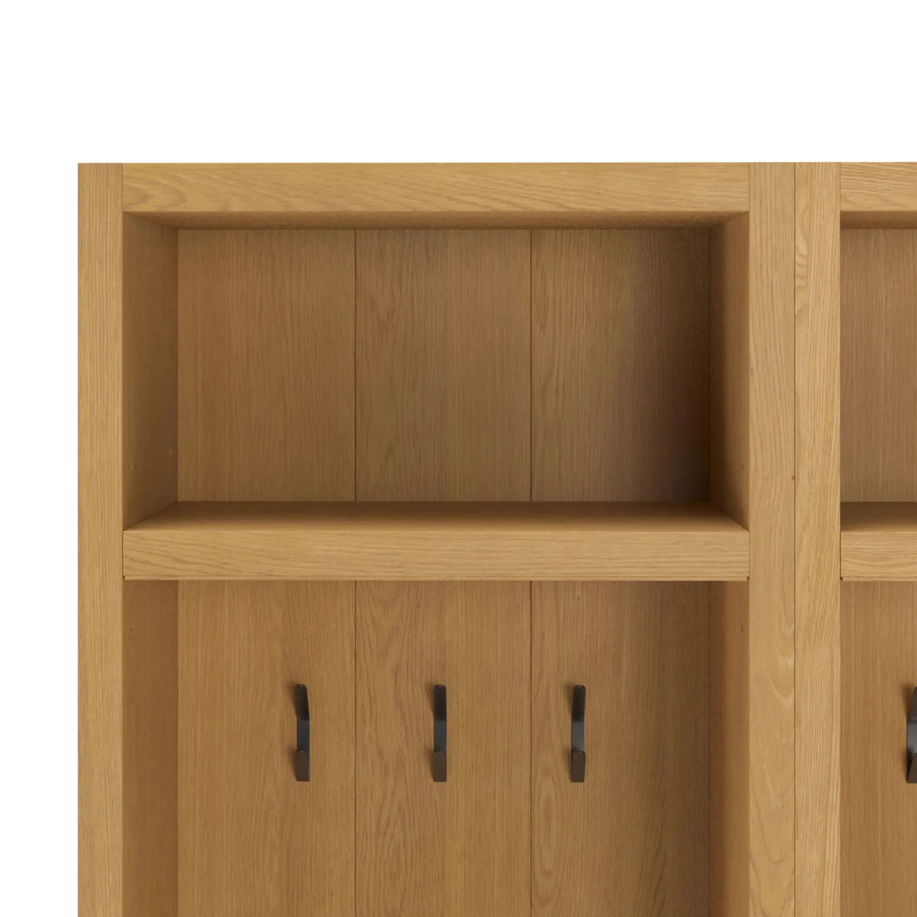 Cassie 44" Two-Piece Hall Tree Set - Natural Oak and Ivory Chenille