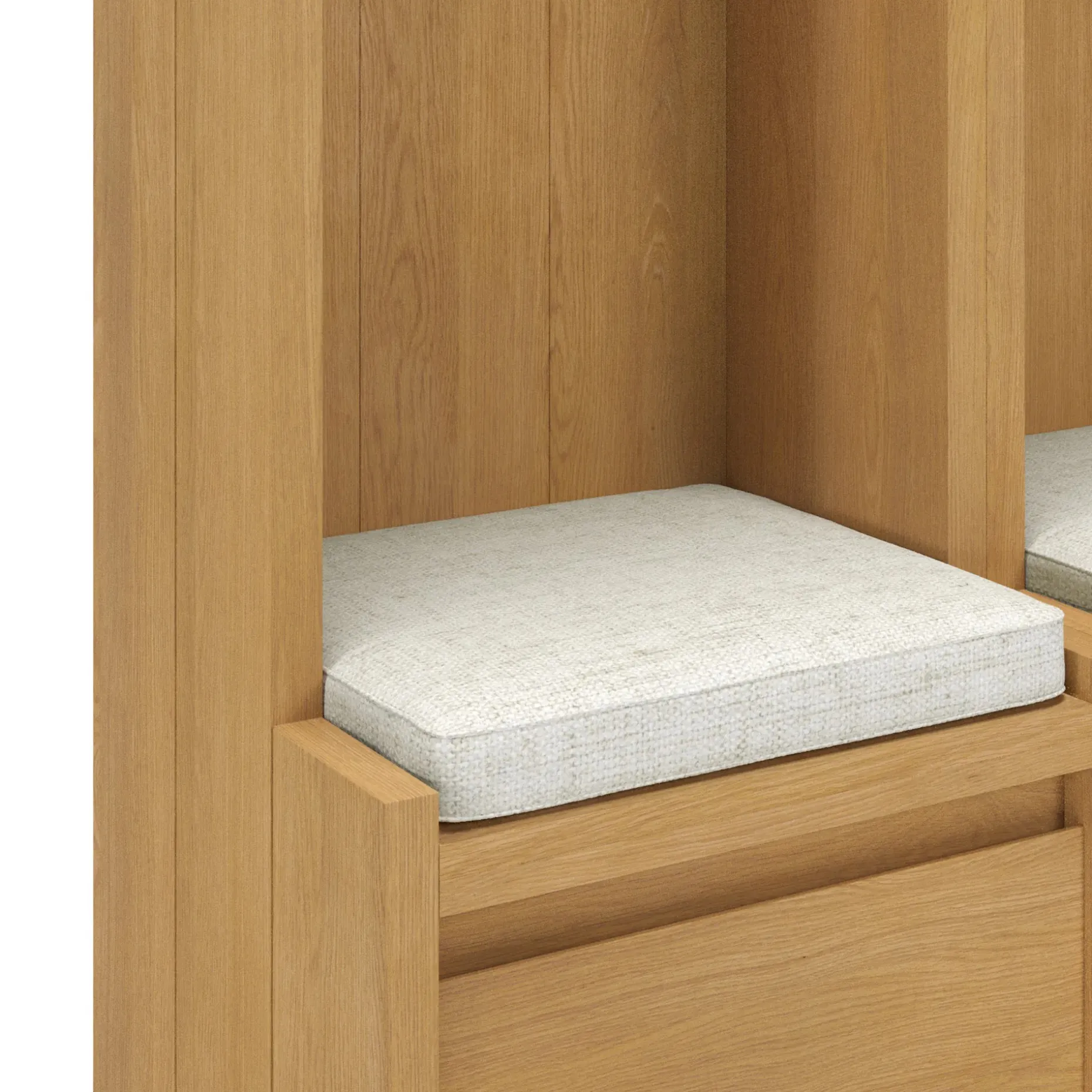 Cassie 44" Two-Piece Hall Tree Set - Natural Oak and Ivory Chenille