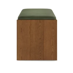 Cassie 56" Velvet Bench - Smoked Oak and Hale Fir Green