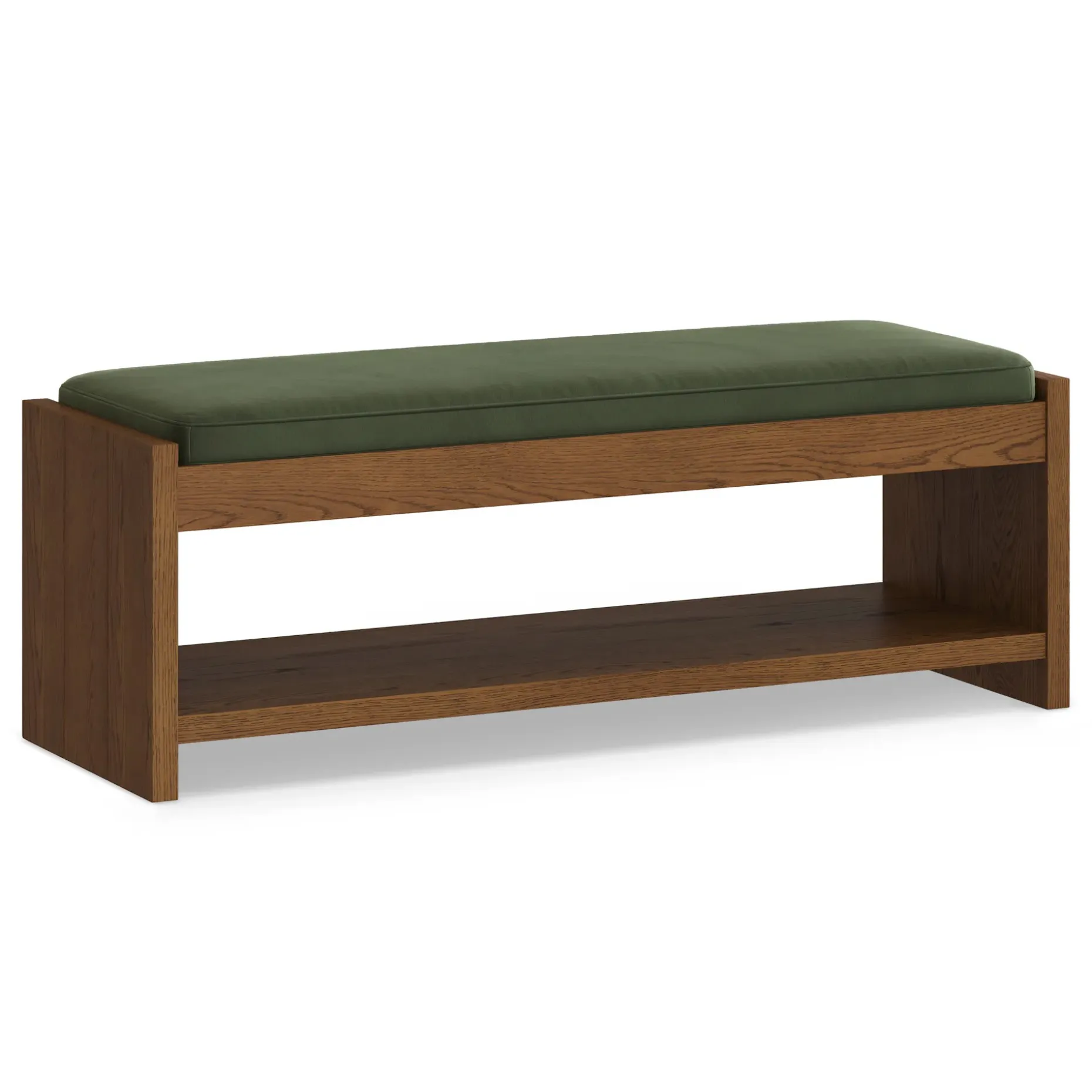 Cassie 56" Velvet Bench - Smoked Oak and Hale Fir Green