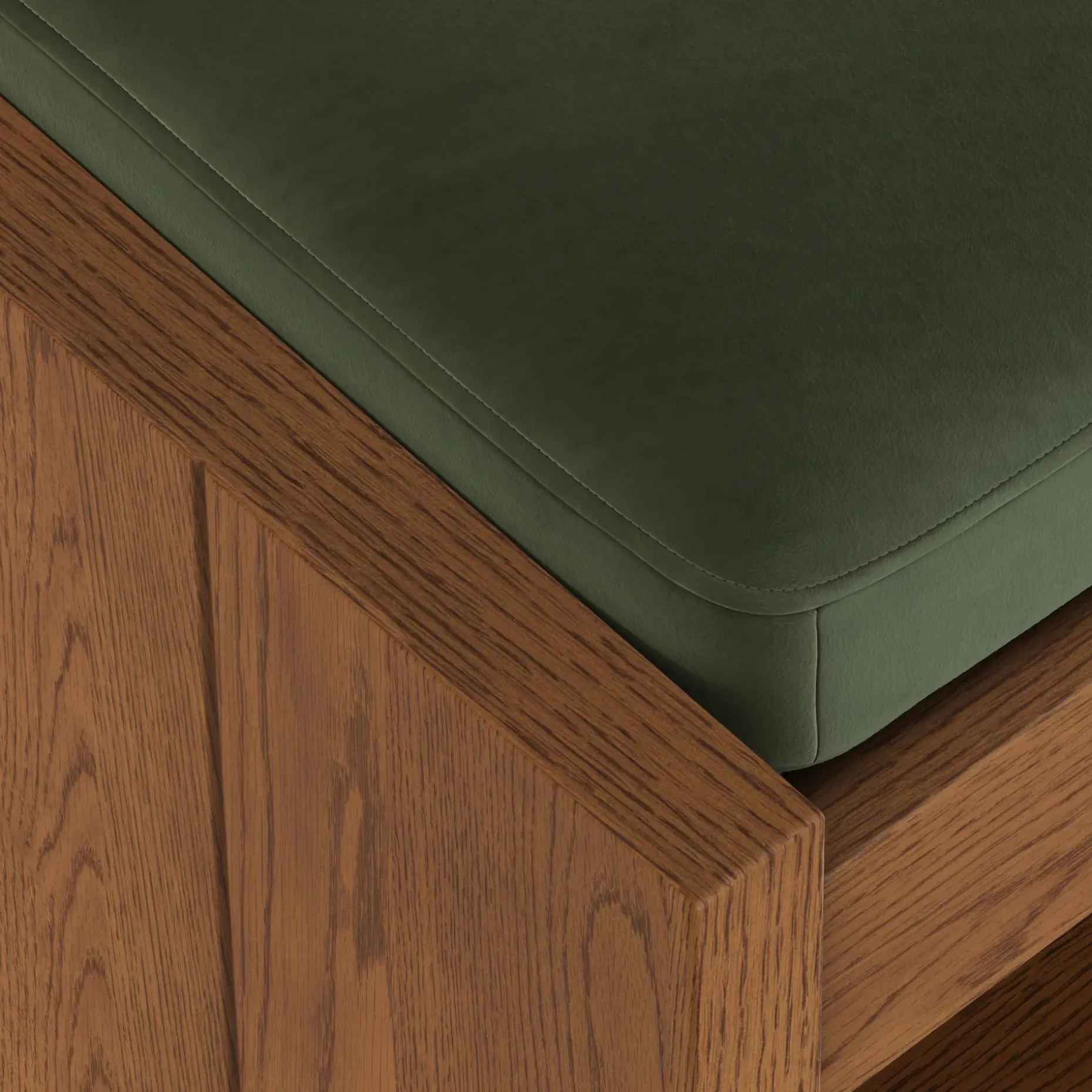 Cassie 56" Velvet Bench - Smoked Oak and Hale Fir Green