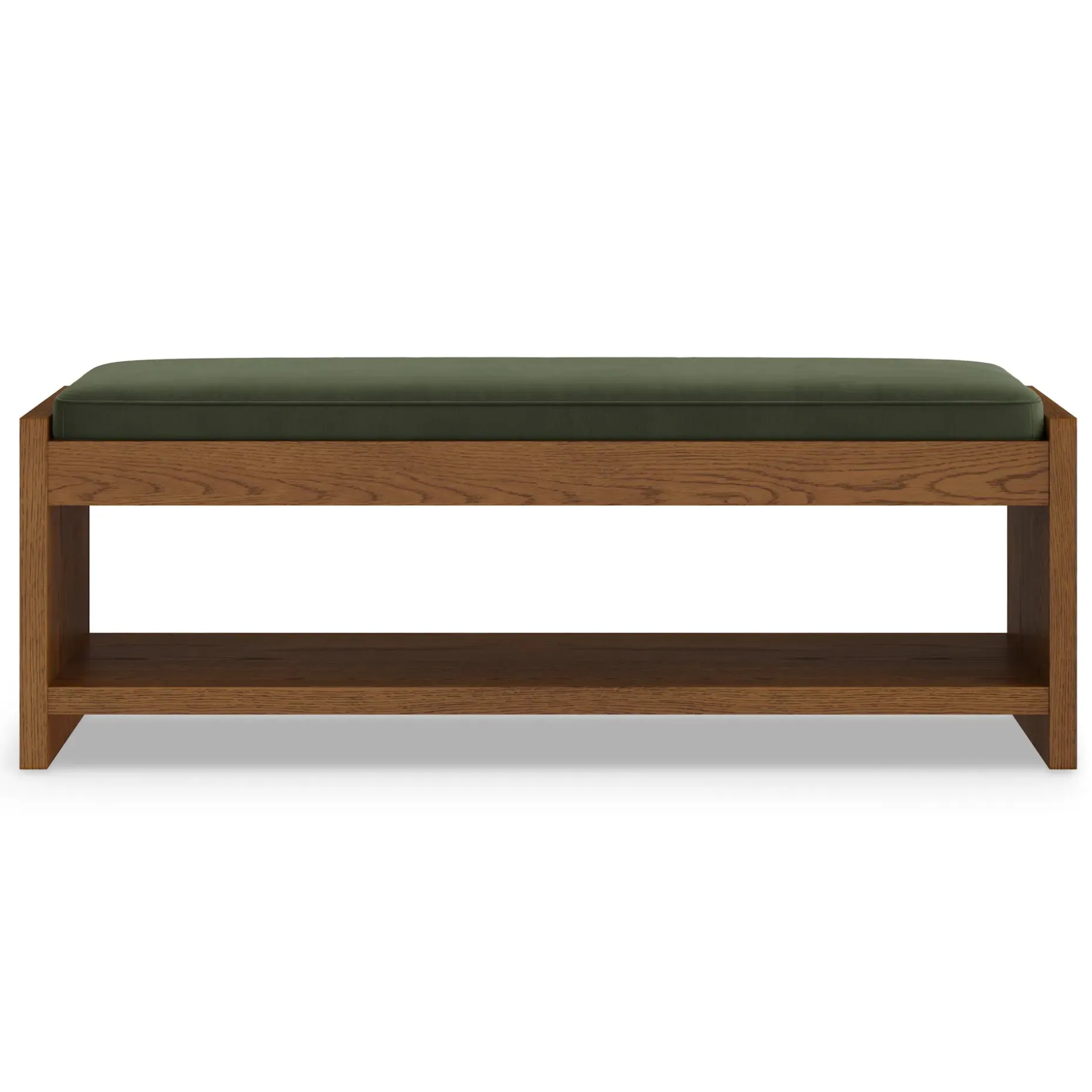Cassie 56" Velvet Bench - Smoked Oak and Hale Fir Green