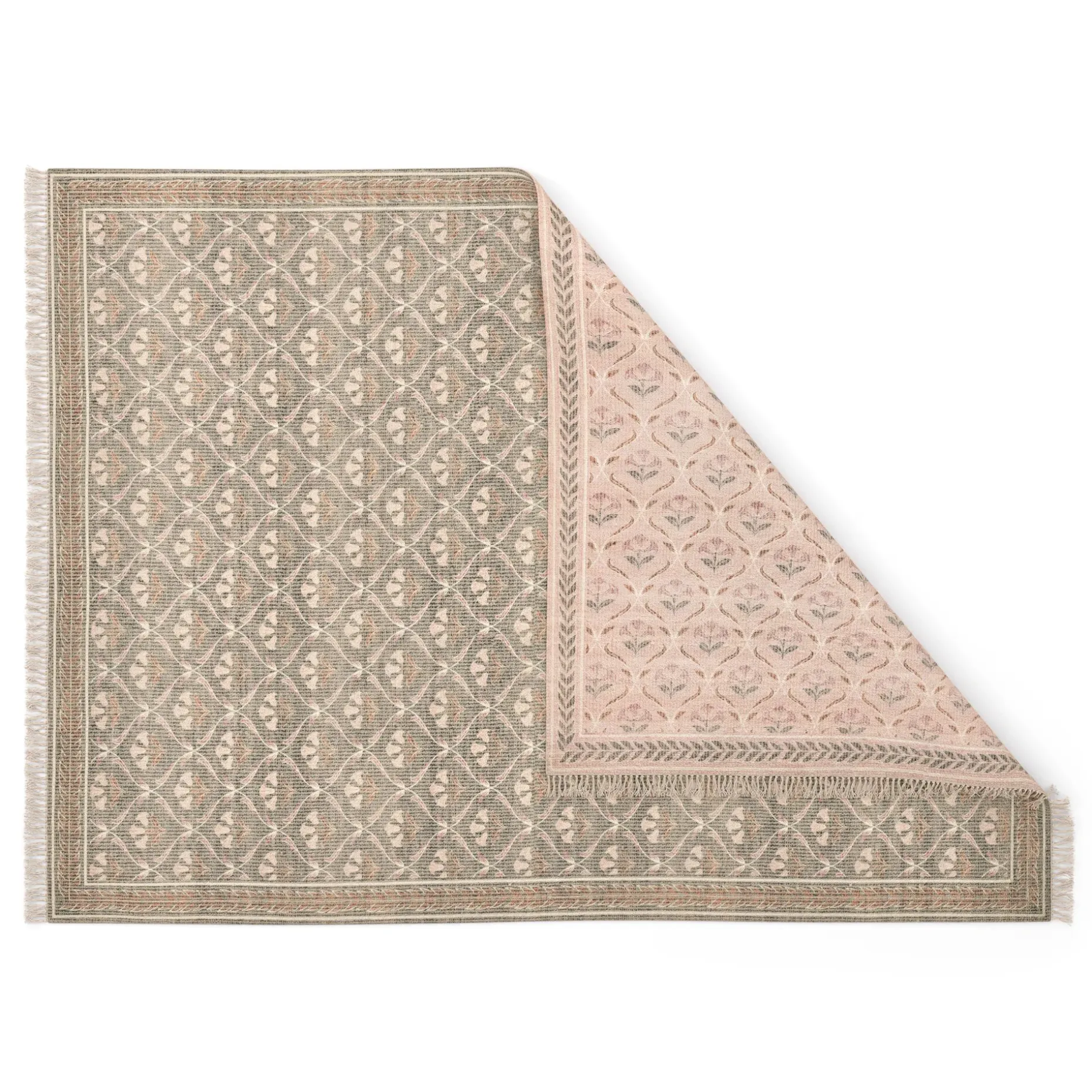 Cecile 9 x 12 Reversible Rug - Olive Green and Earthy Beige