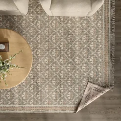 Cecile 9 x 12 Reversible Rug - Olive Green and Earthy Beige