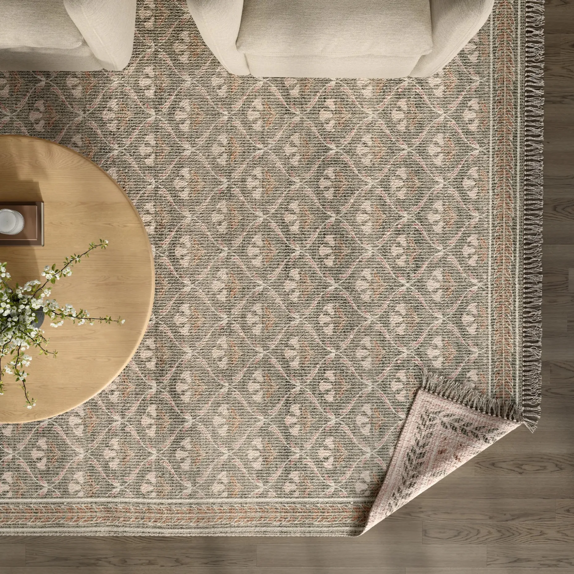 Cecile 9 x 12 Reversible Rug - Olive Green and Earthy Beige