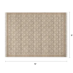 Cecile 9 x 12 Reversible Rug - Olive Green and Earthy Beige