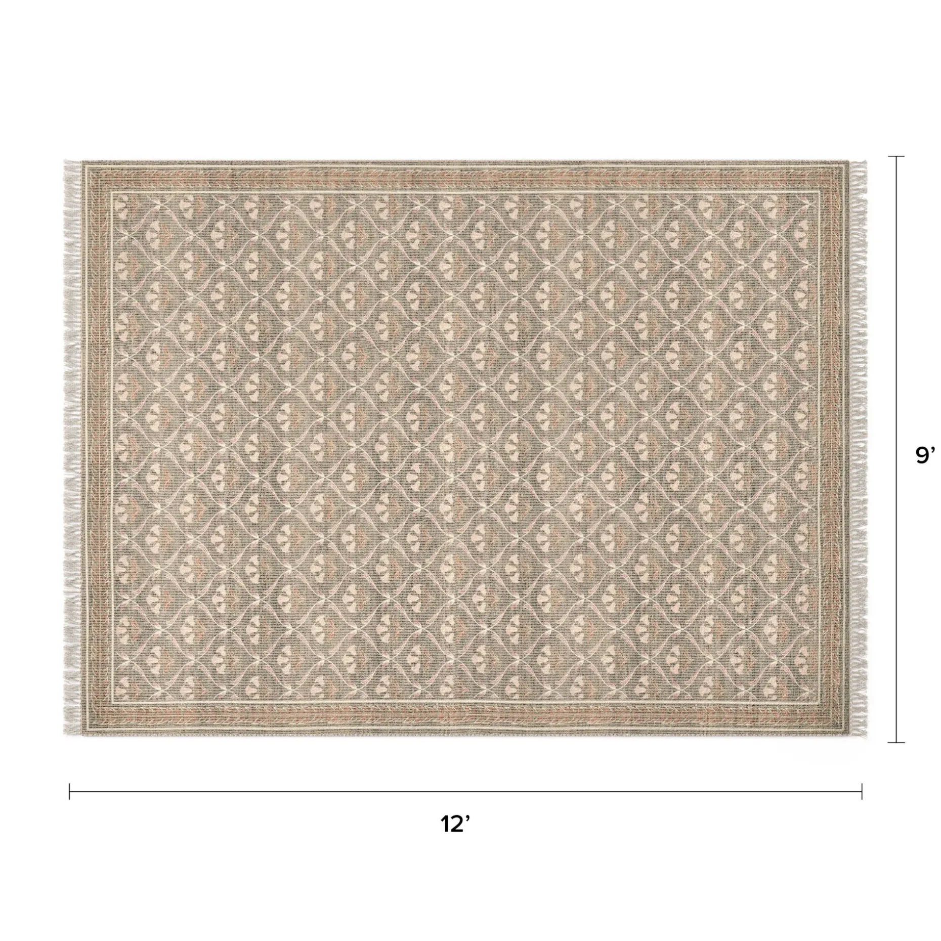Cecile 9 x 12 Reversible Rug - Olive Green and Earthy Beige