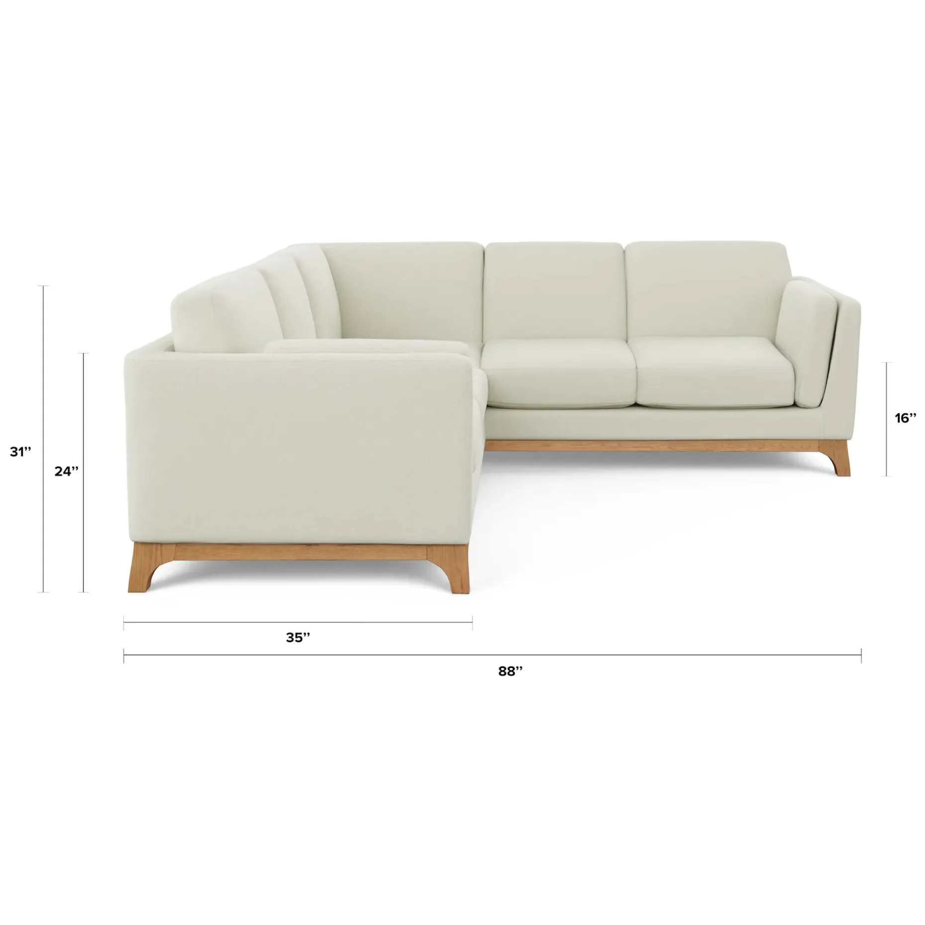Ceni 88" Corner Sectional - Buckler Ivory