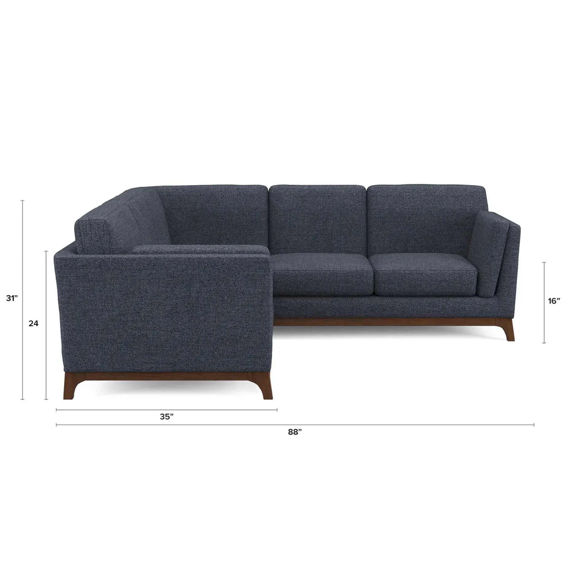 Ceni 88" Corner Sectional - Denim Blue