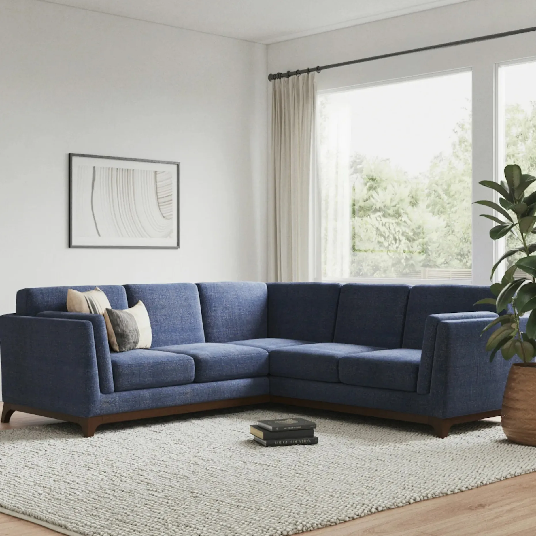 Ceni 88" Corner Sectional - Denim Blue