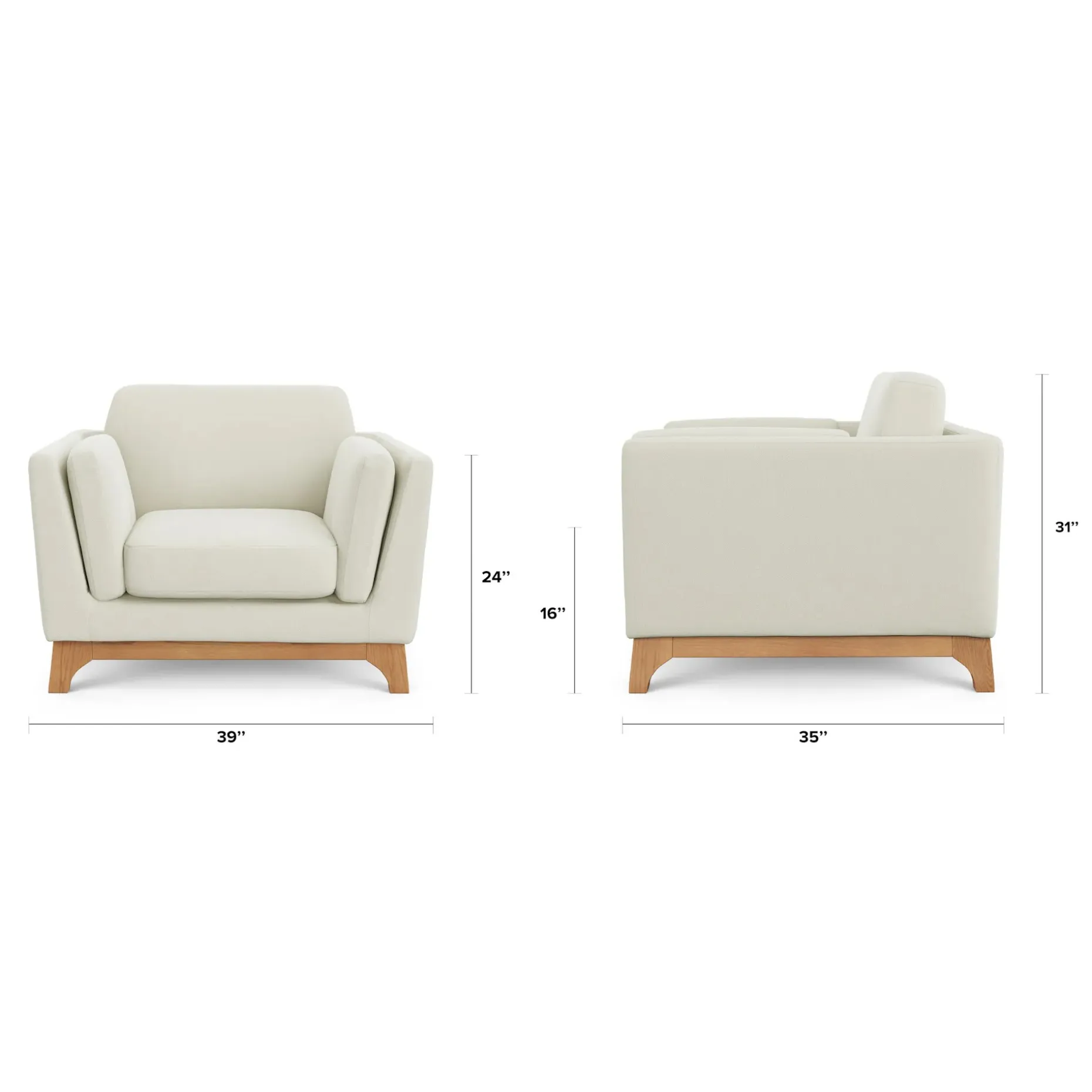 Ceni 39" Lounge Chair - Buckler Ivory