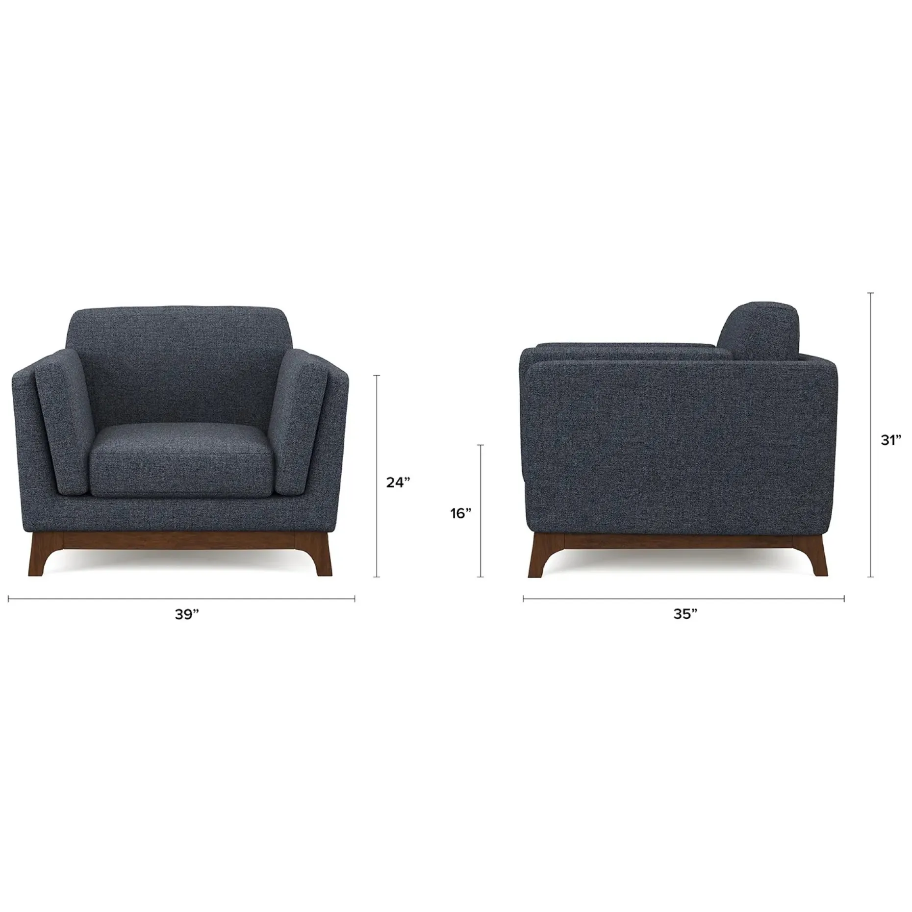 Ceni 39" Lounge Chair - Denim Blue