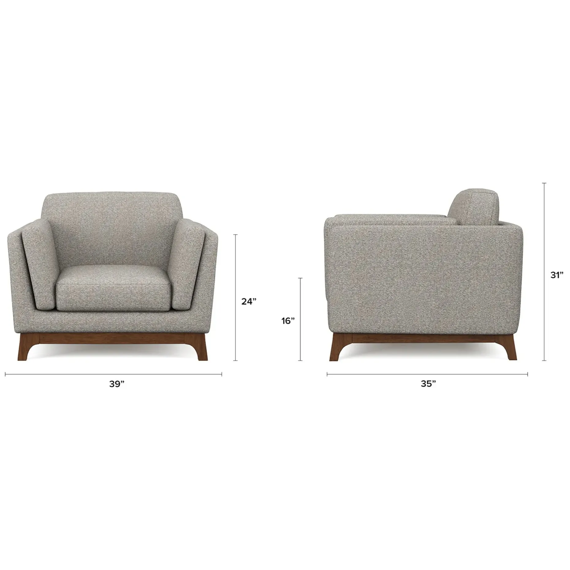 Ceni 39" Lounge Chair - Quarry Gray