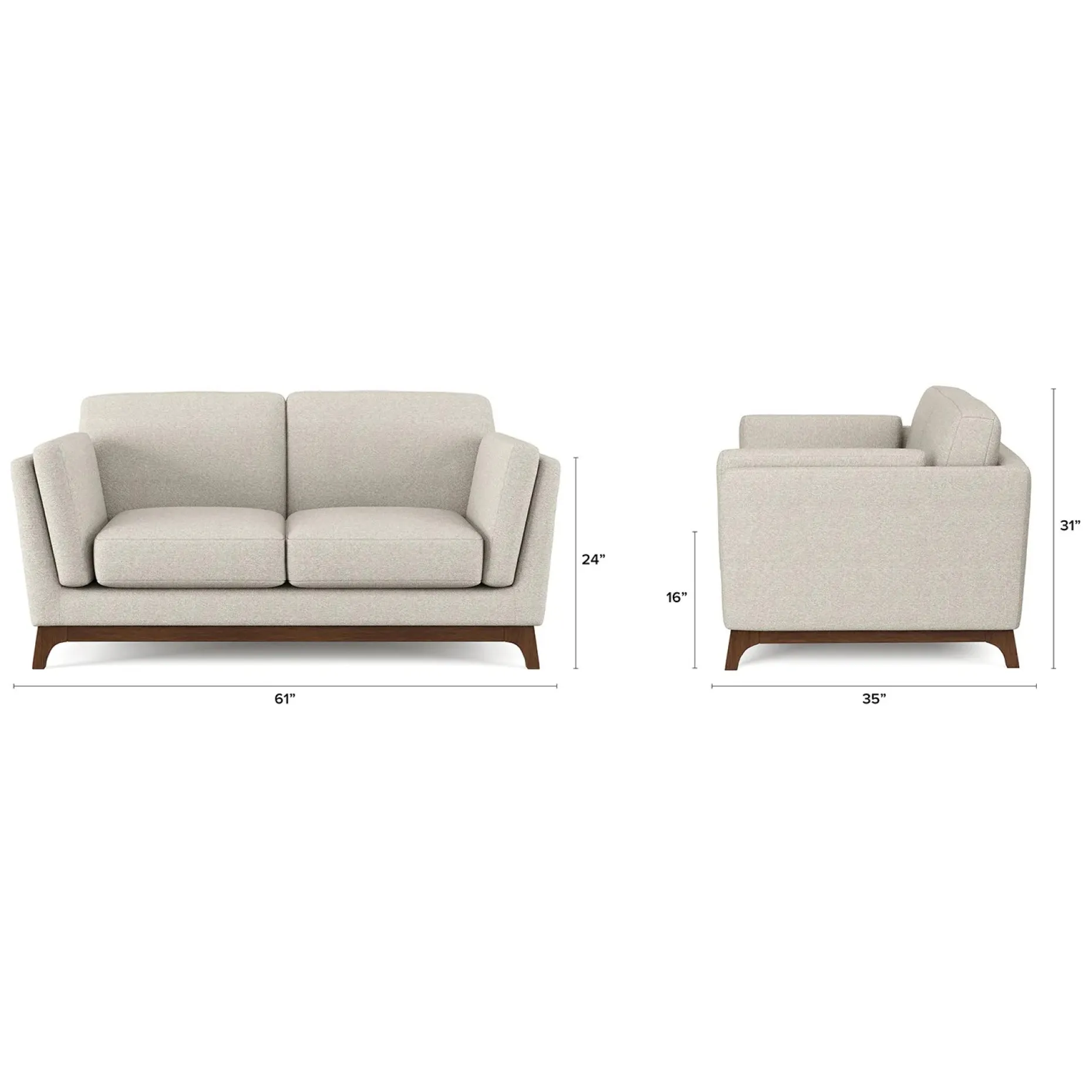 Ceni 61" Loveseat - Chalk Gray