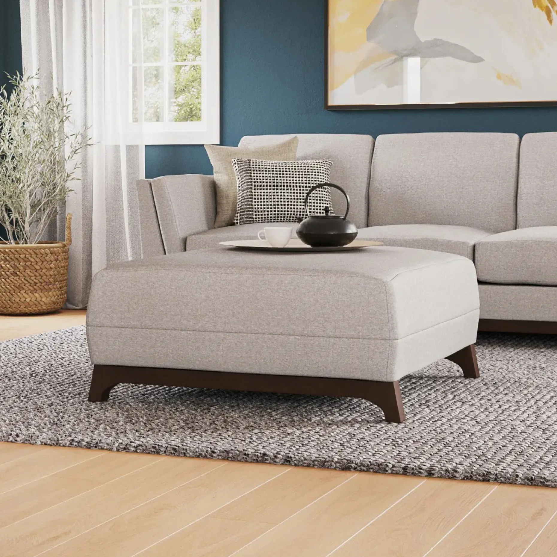 Ceni 35" Ottoman - Chalk Gray
