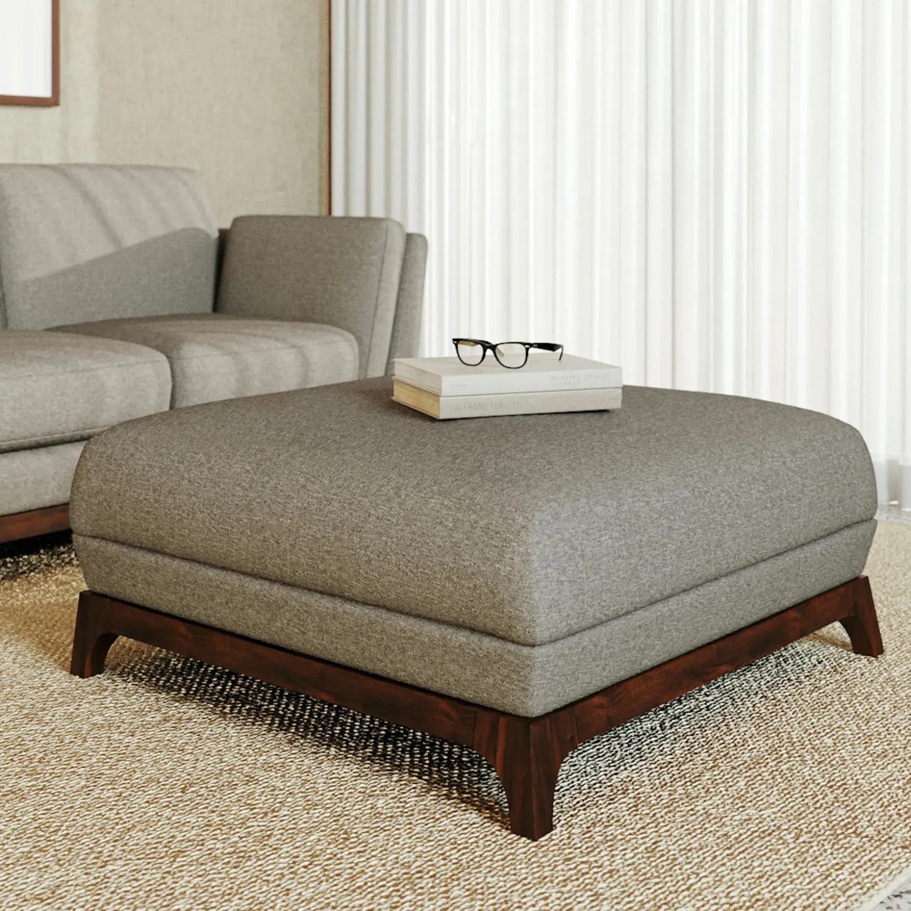 Ceni 35" Ottoman - Quarry Gray