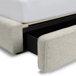 Cigar King Upholstered Storage Bed - Birch Ivory