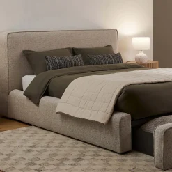 Cigar King Upholstered Storage Bed - Birch Ivory
