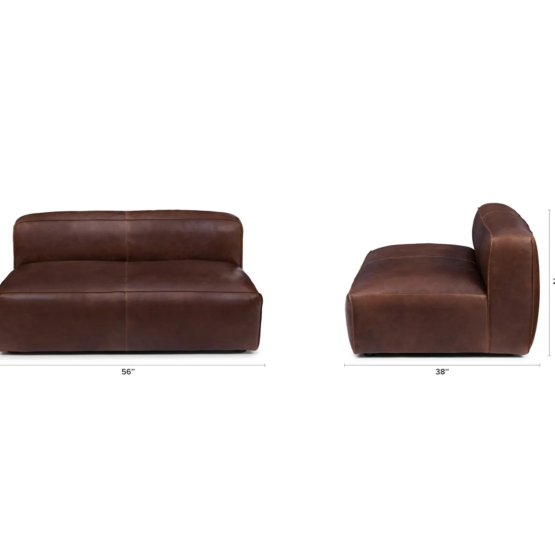 Cigar 56" Leather Loveseat - Indiana Brown