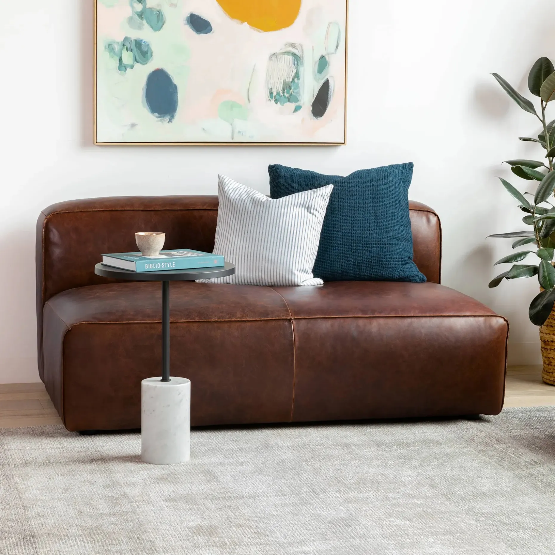 Cigar 56" Leather Loveseat - Indiana Brown