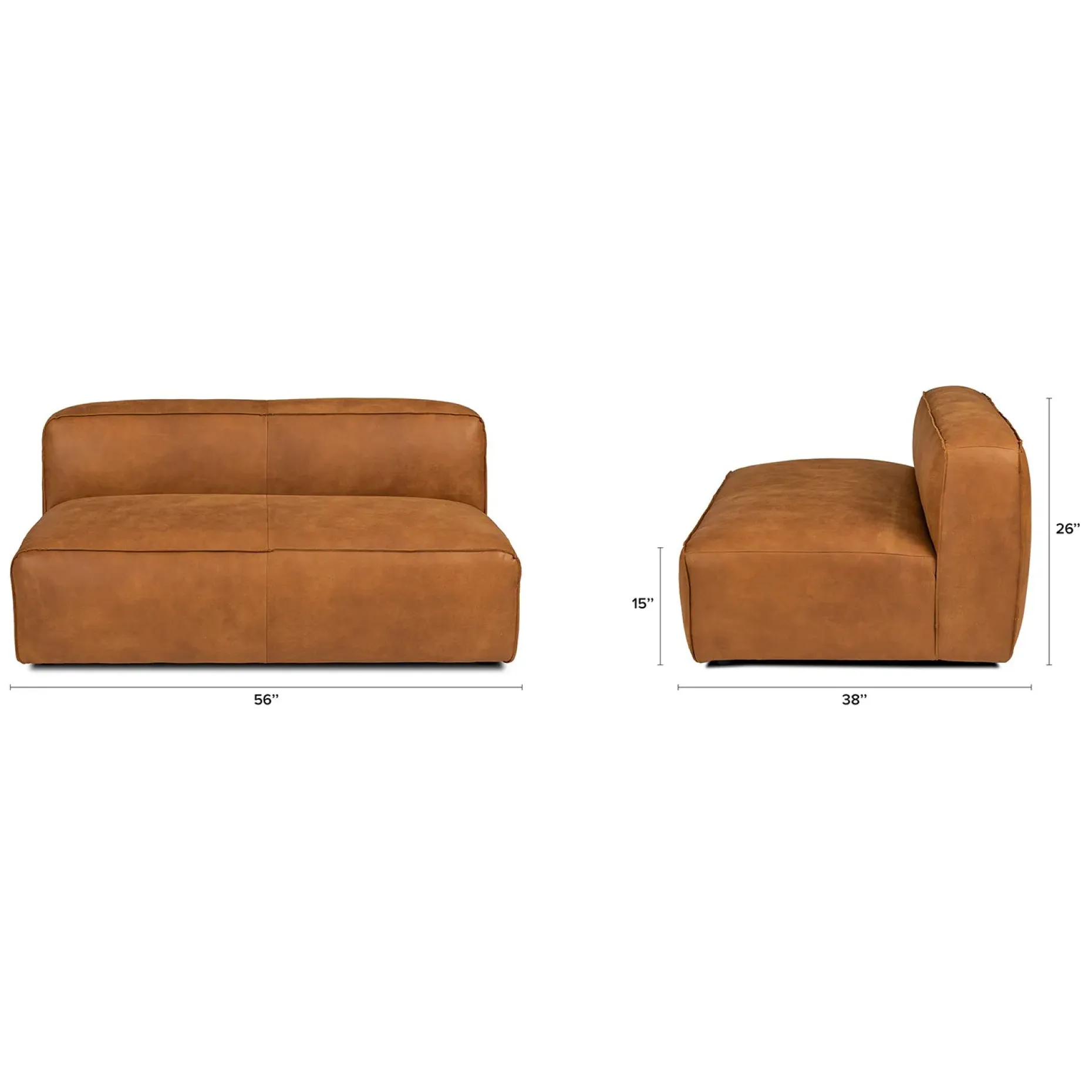 Cigar 56" Leather Loveseat - Rawhide Tan