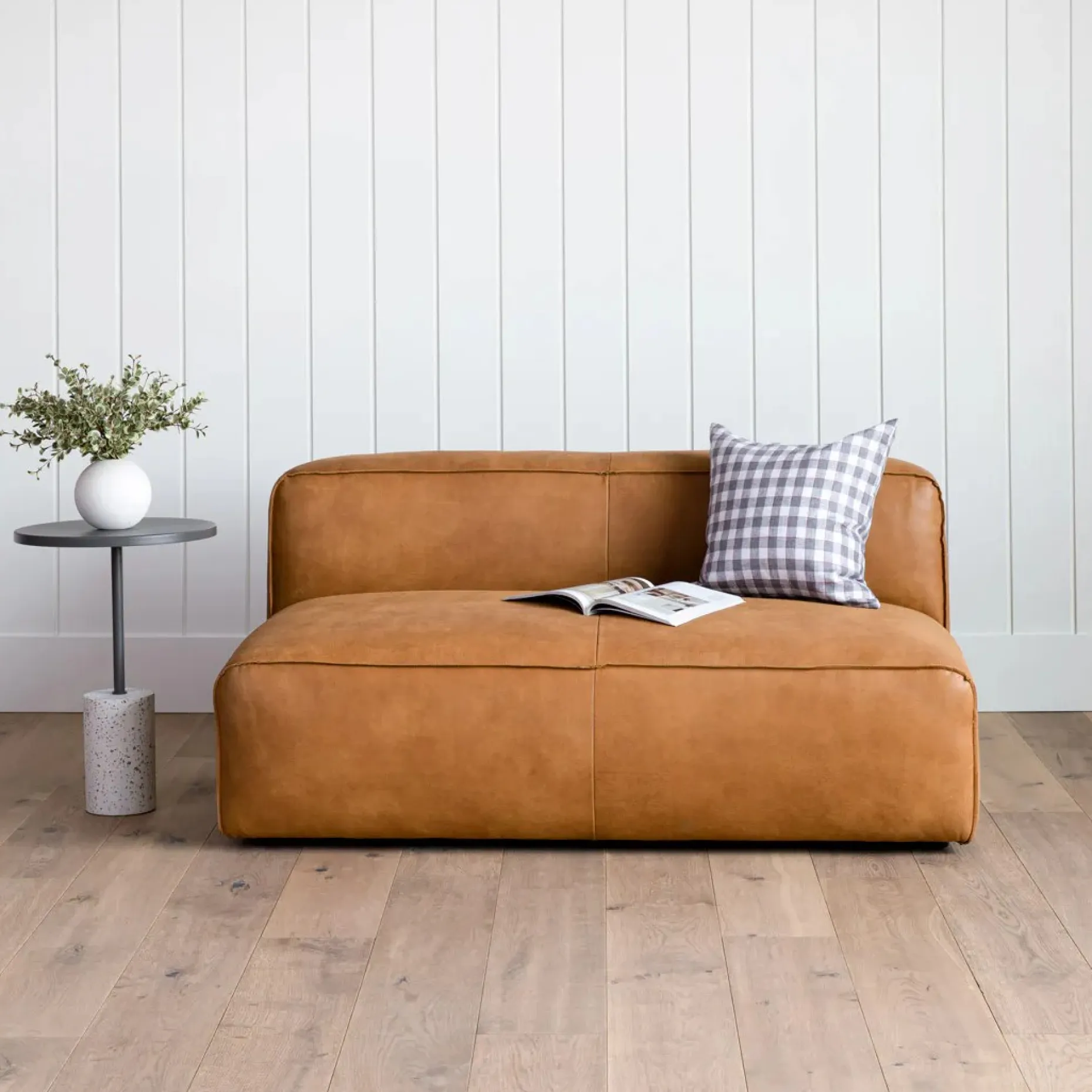 Cigar 56" Leather Loveseat - Rawhide Tan