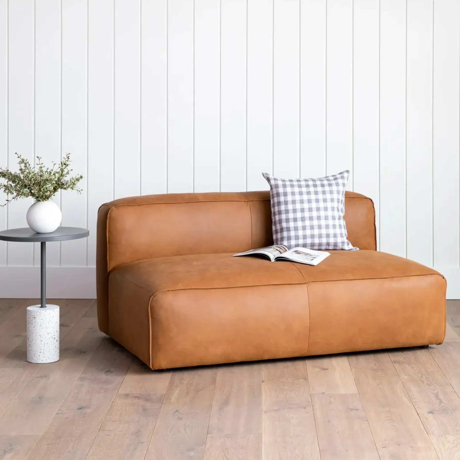Cigar 56" Leather Loveseat - Rawhide Tan