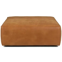 Cigar 47" Leather Ottoman - Rawhide Tan
