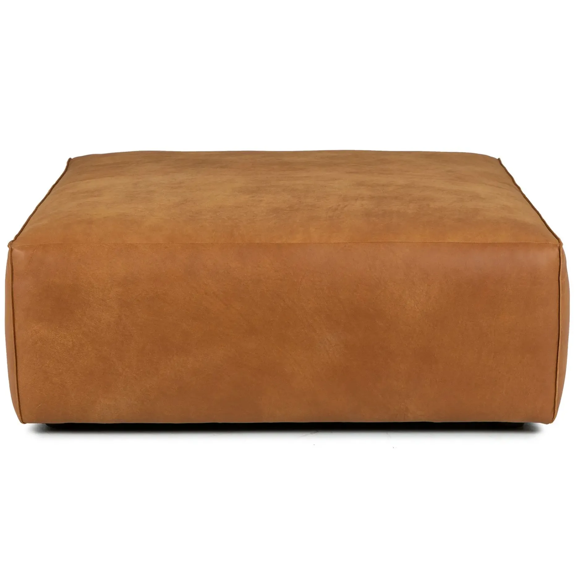 Cigar 47" Leather Ottoman - Rawhide Tan