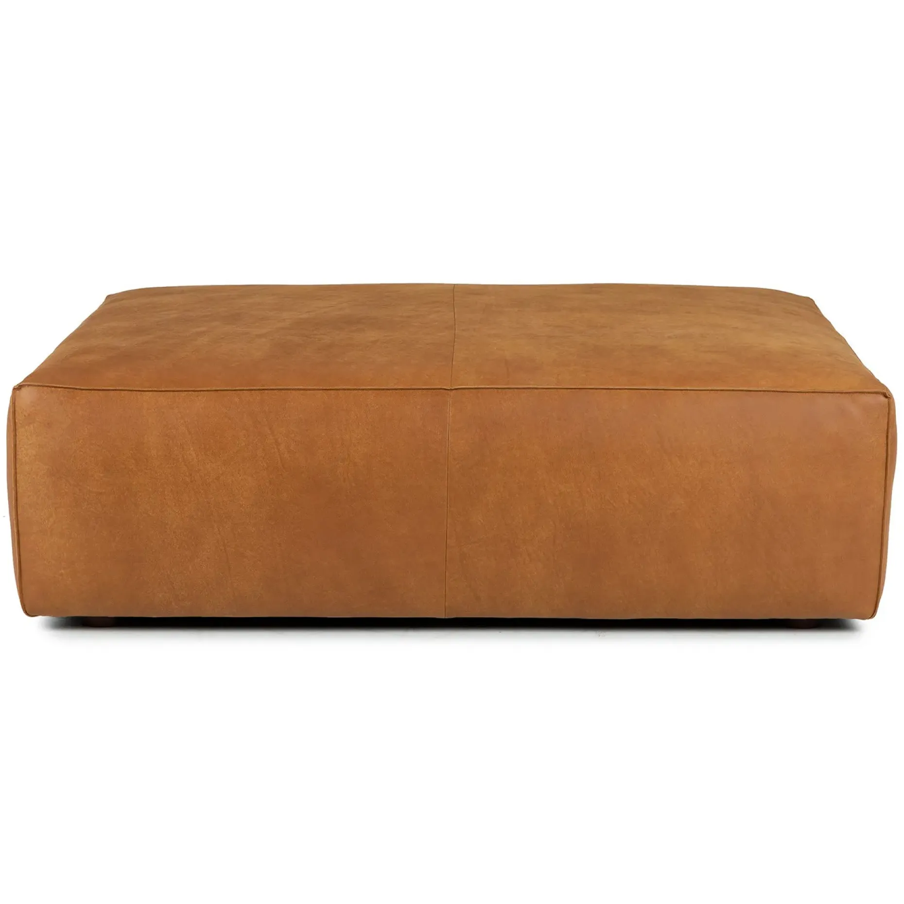 Cigar 47" Leather Ottoman - Rawhide Tan