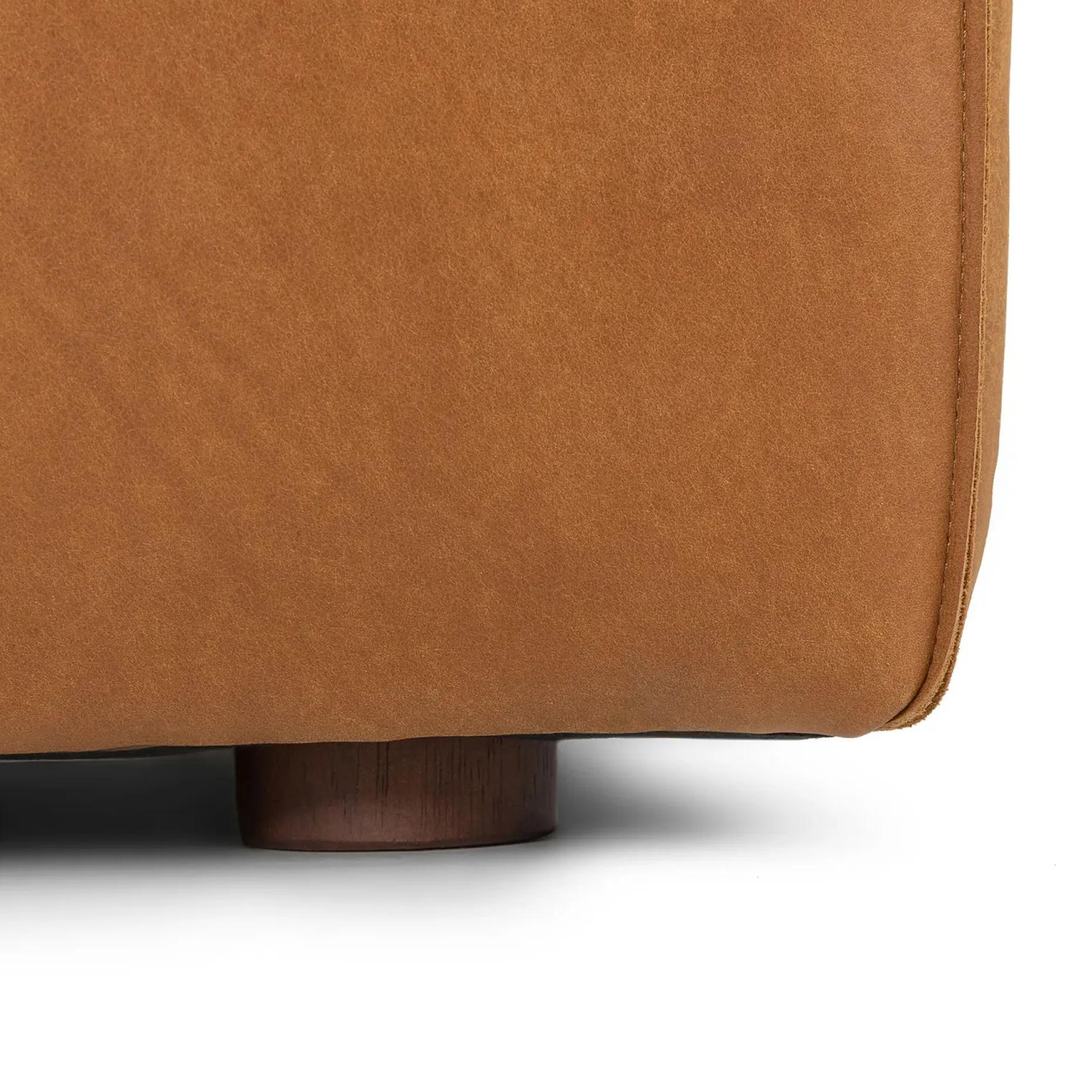 Cigar 47" Leather Ottoman - Rawhide Tan