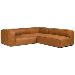 Cigar 94.5" Leather Reversible Sectional - Rawhide Tan