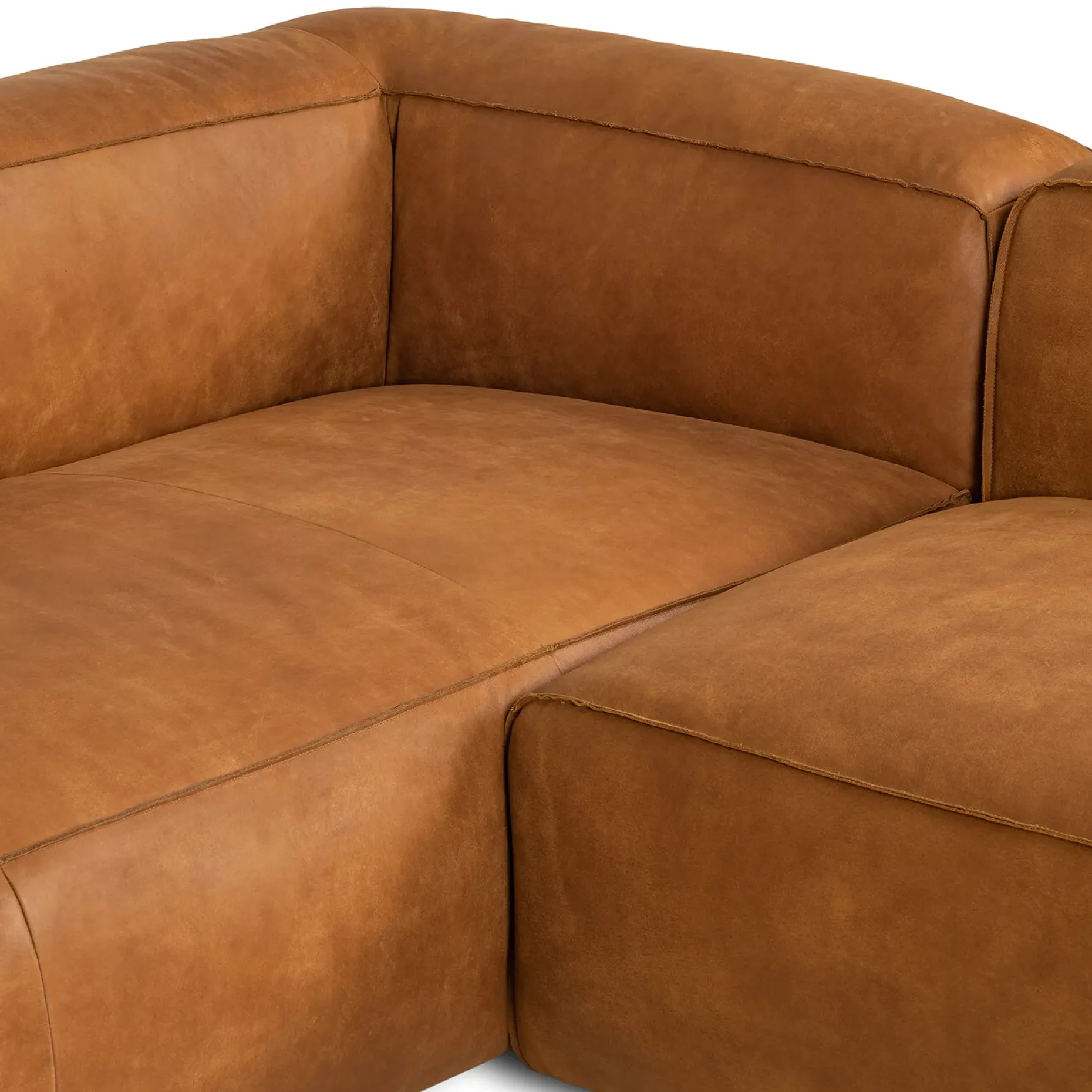 Cigar 94.5" Leather Reversible Sectional - Rawhide Tan