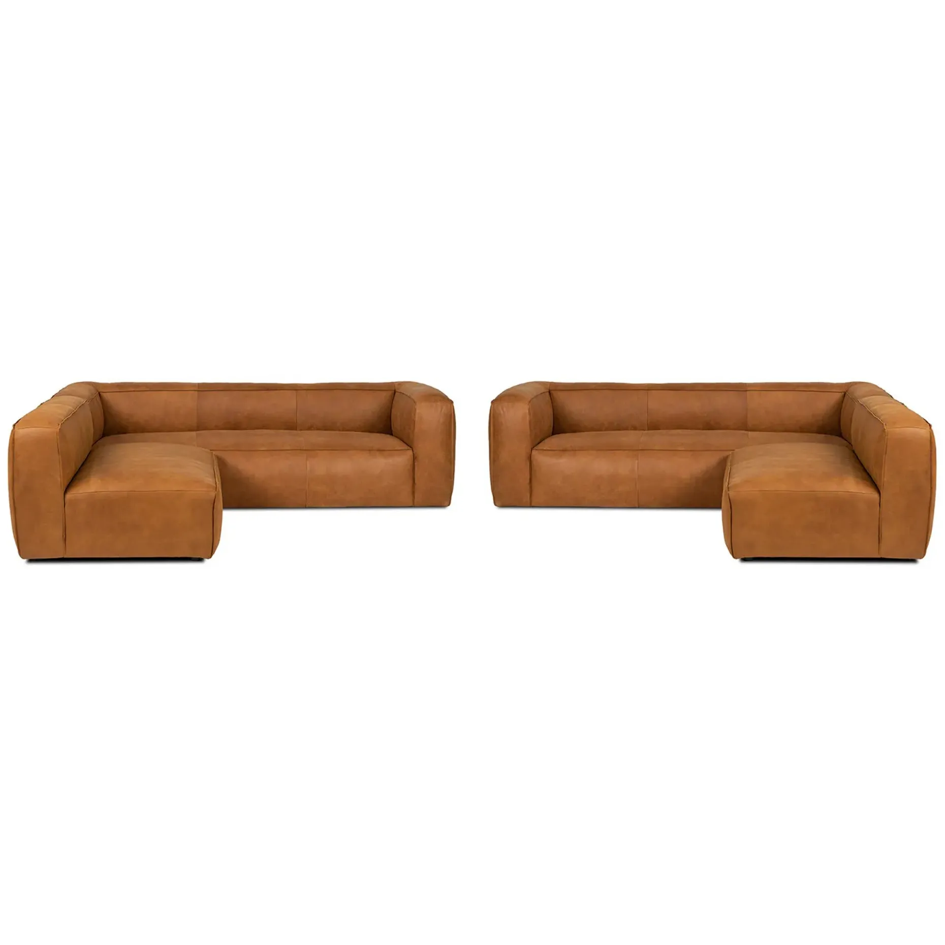 Cigar 94.5" Leather Reversible Sectional - Rawhide Tan