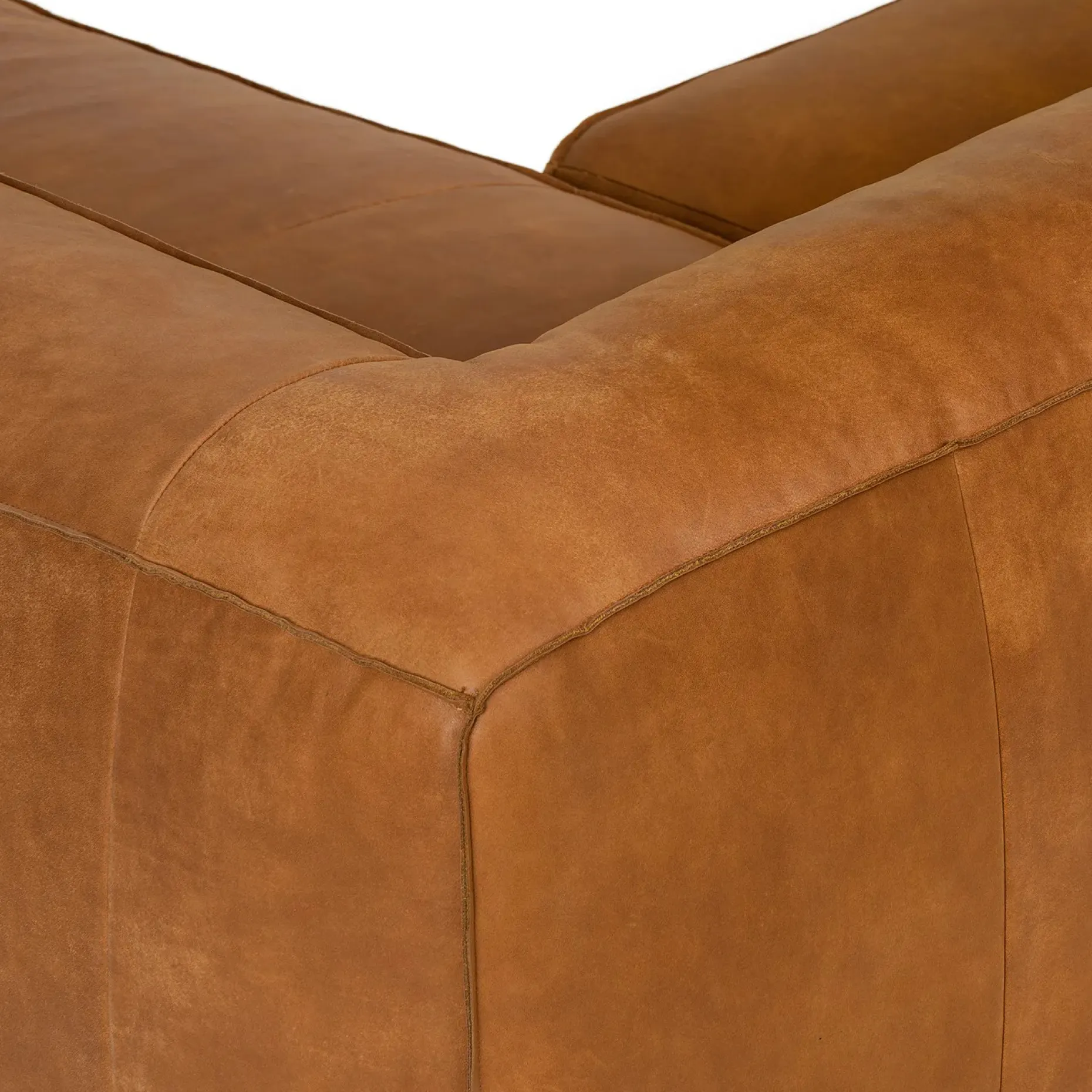 Cigar 94.5" Leather Reversible Sectional - Rawhide Tan