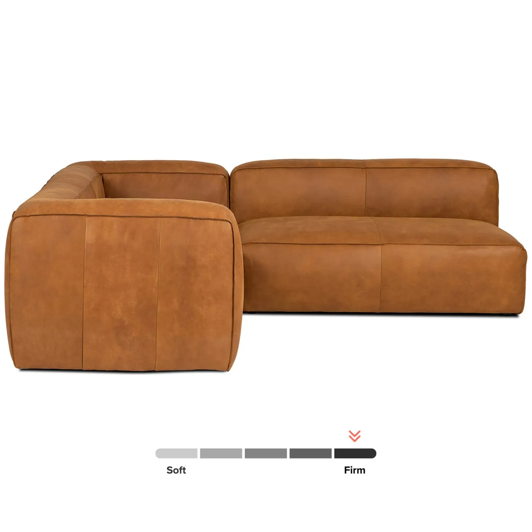 Cigar 94.5" Leather Reversible Sectional - Rawhide Tan