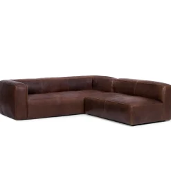 Cigar 94.5" Leather Reversible Sectional - Indiana Brown