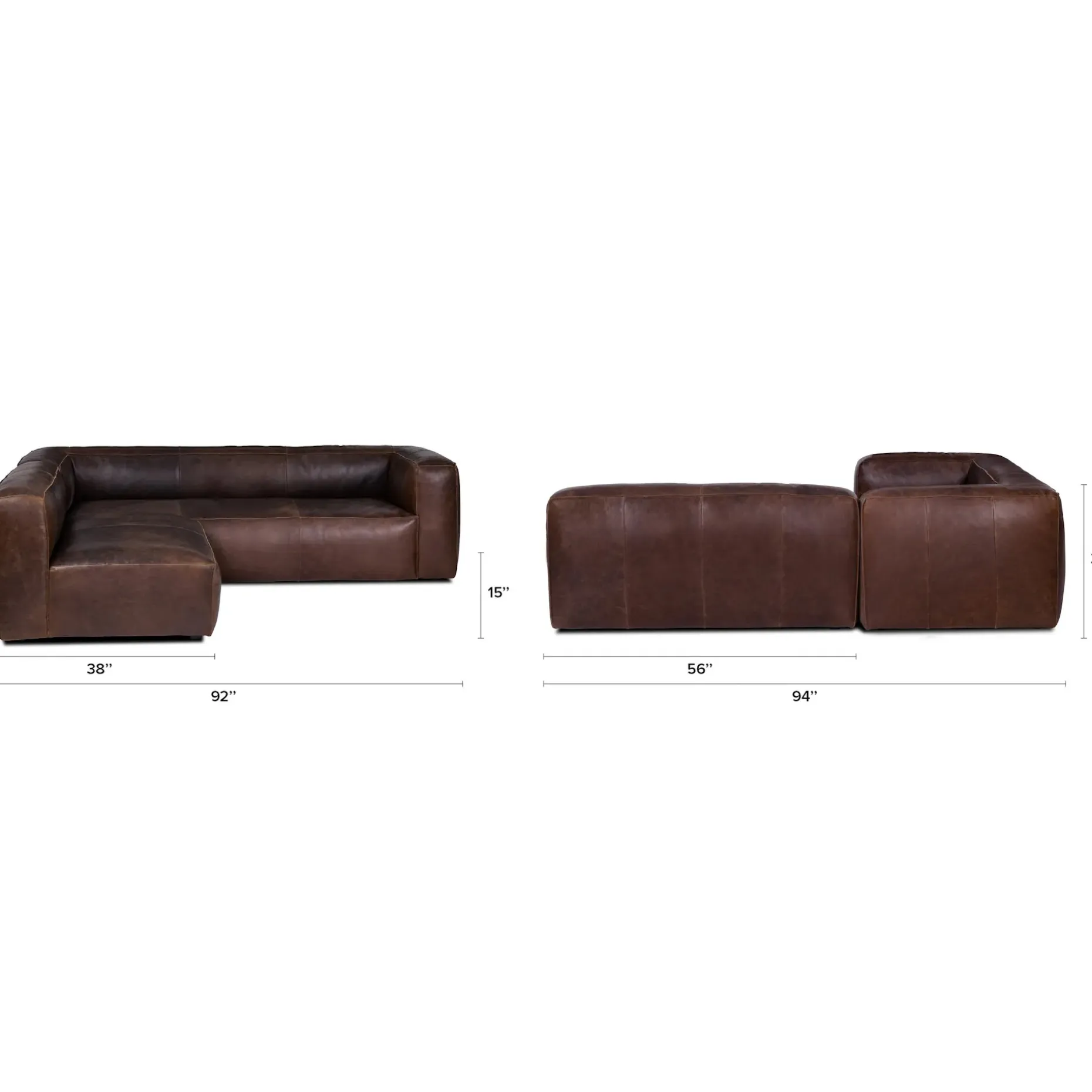 Cigar 94.5" Leather Reversible Sectional - Indiana Brown