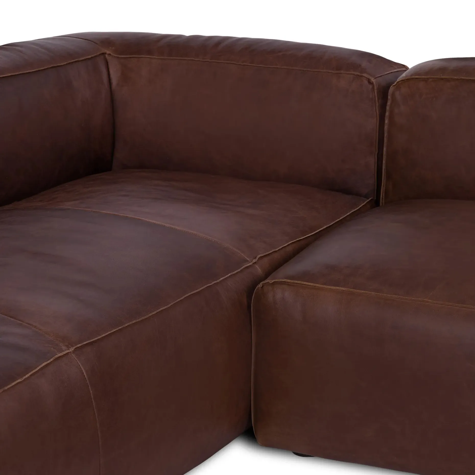 Cigar 94.5" Leather Reversible Sectional - Indiana Brown