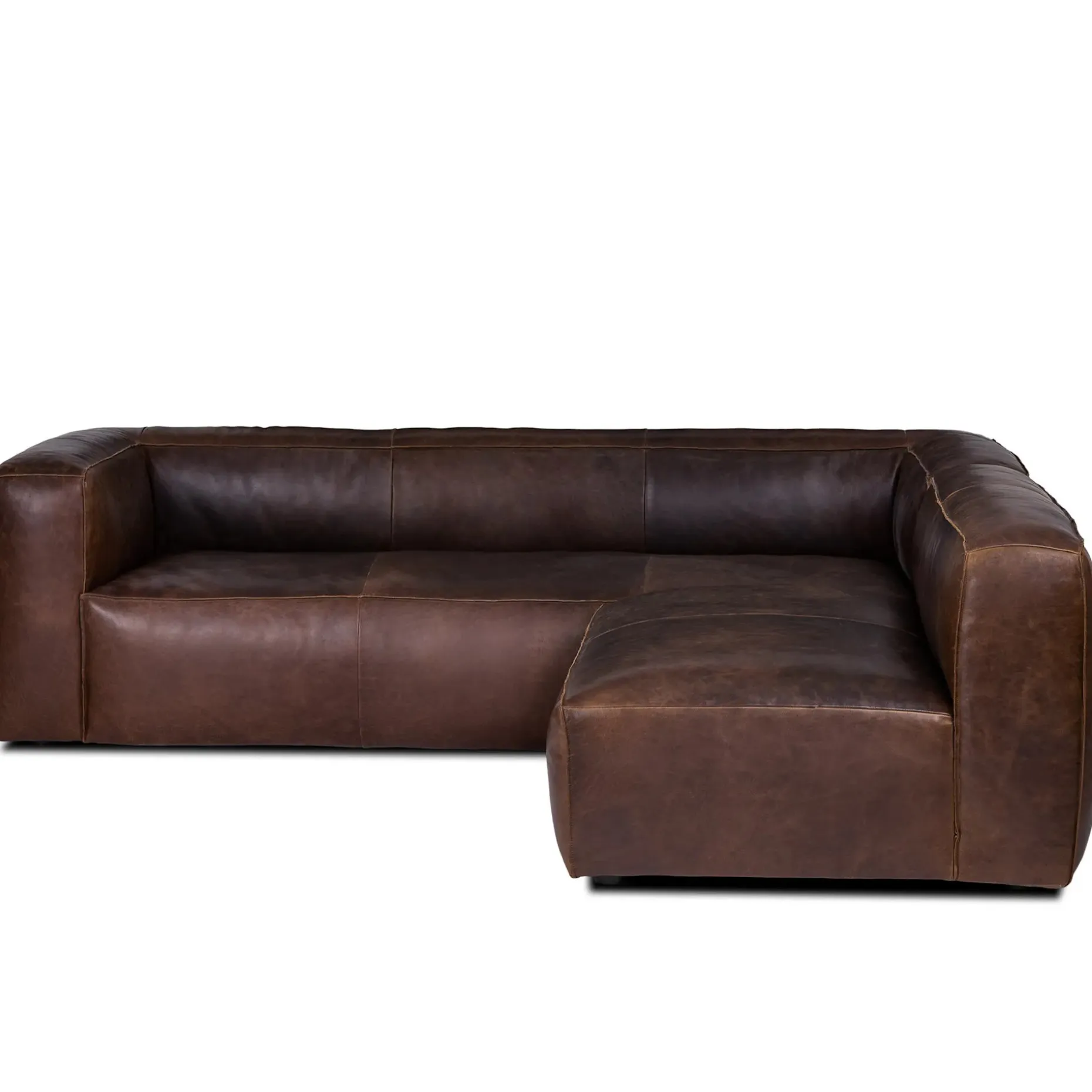 Cigar 94.5" Leather Reversible Sectional - Indiana Brown
