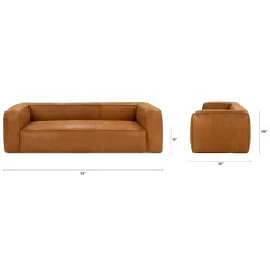 Cigar 92" Leather Sofa - Rawhide Tan