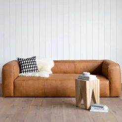 Cigar 92" Leather Sofa - Rawhide Tan