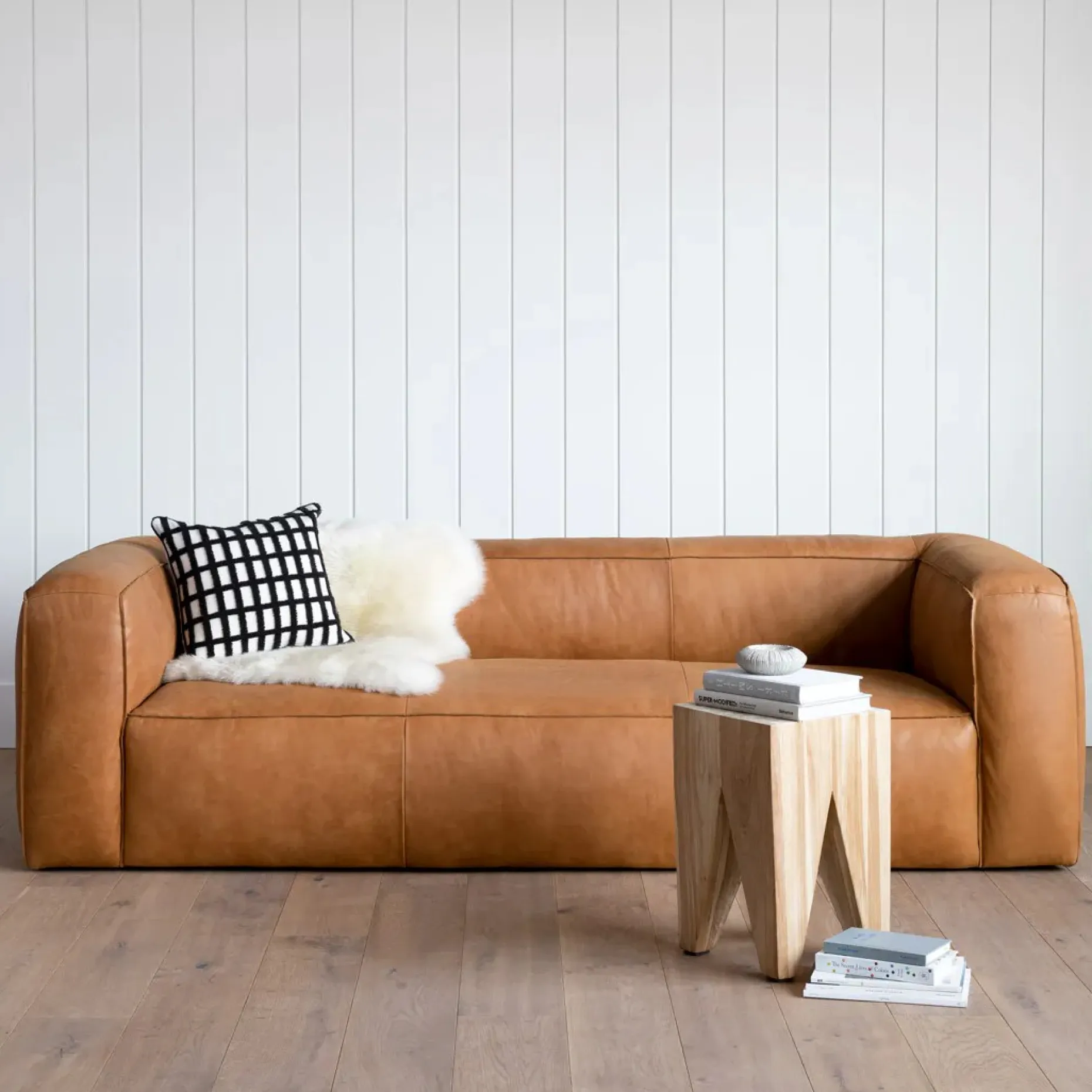 Cigar 92" Leather Sofa - Rawhide Tan