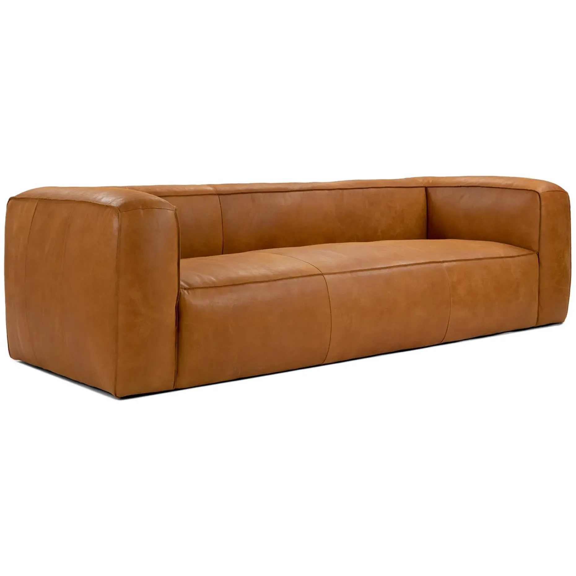 Cigar 92" Leather Sofa - Rawhide Tan