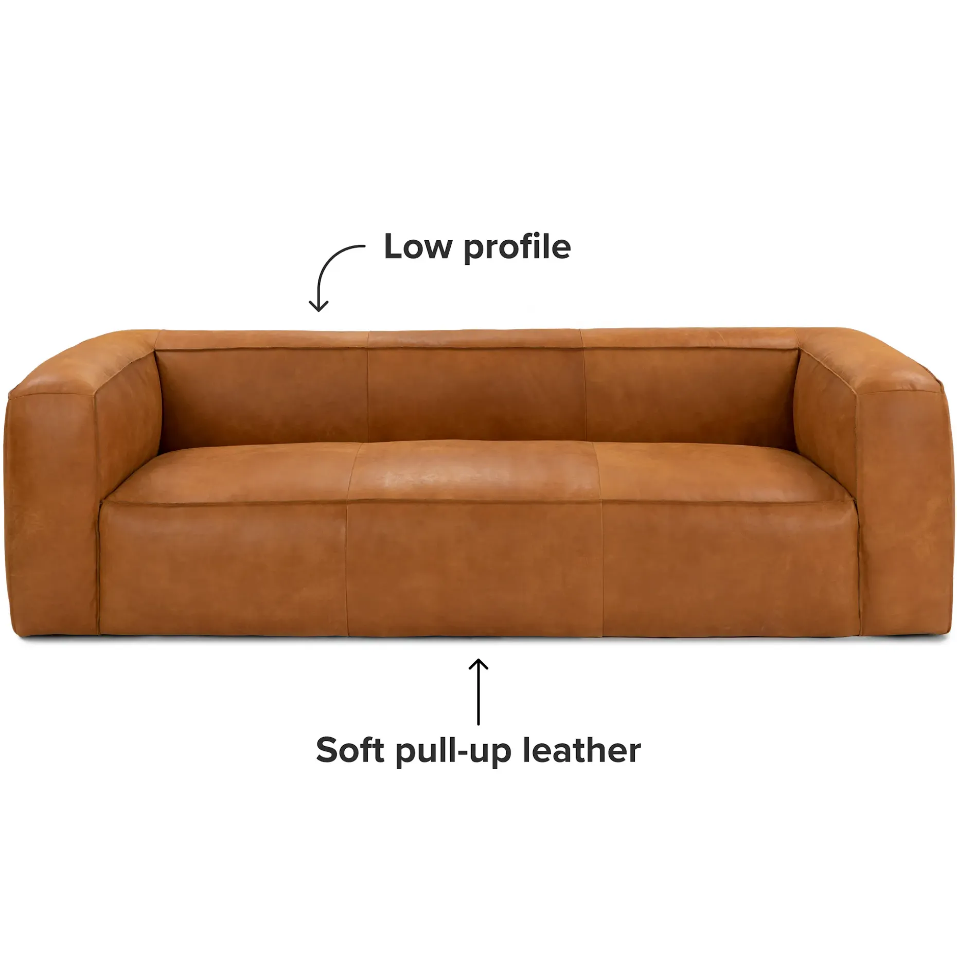 Cigar 92" Leather Sofa - Rawhide Tan