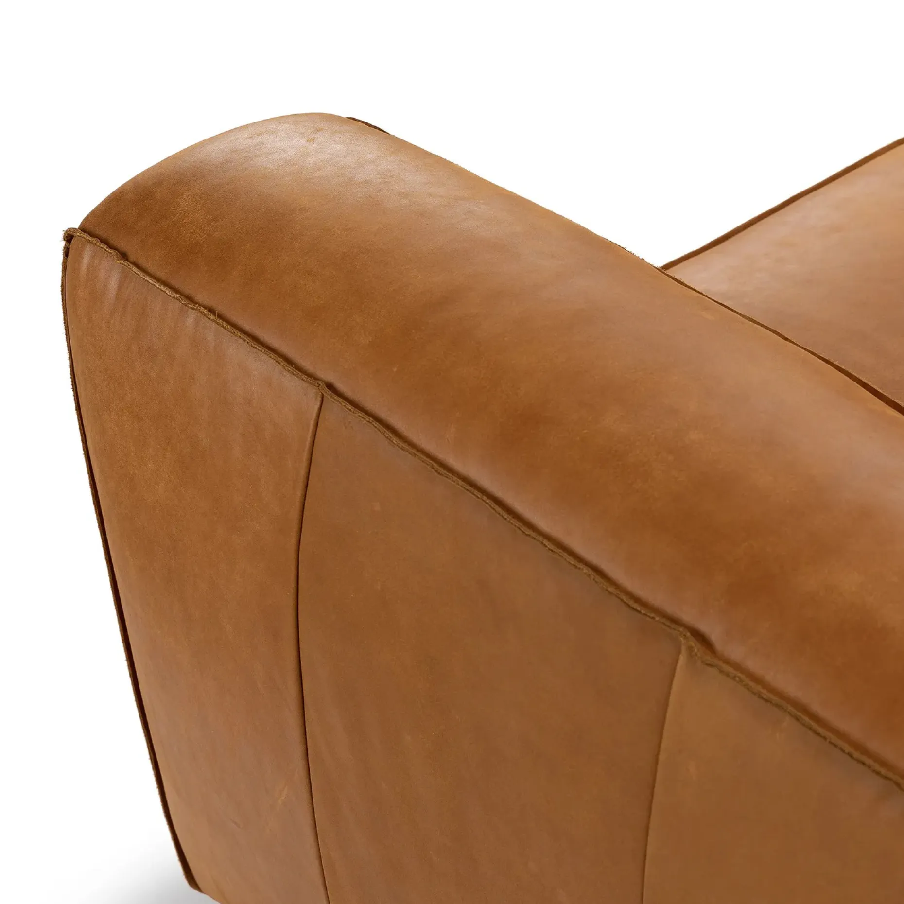 Cigar 92" Leather Sofa - Rawhide Tan