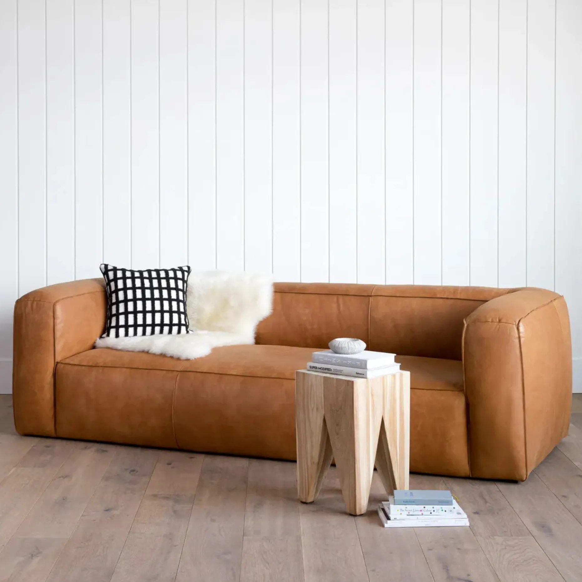 Cigar 92" Leather Sofa - Rawhide Tan