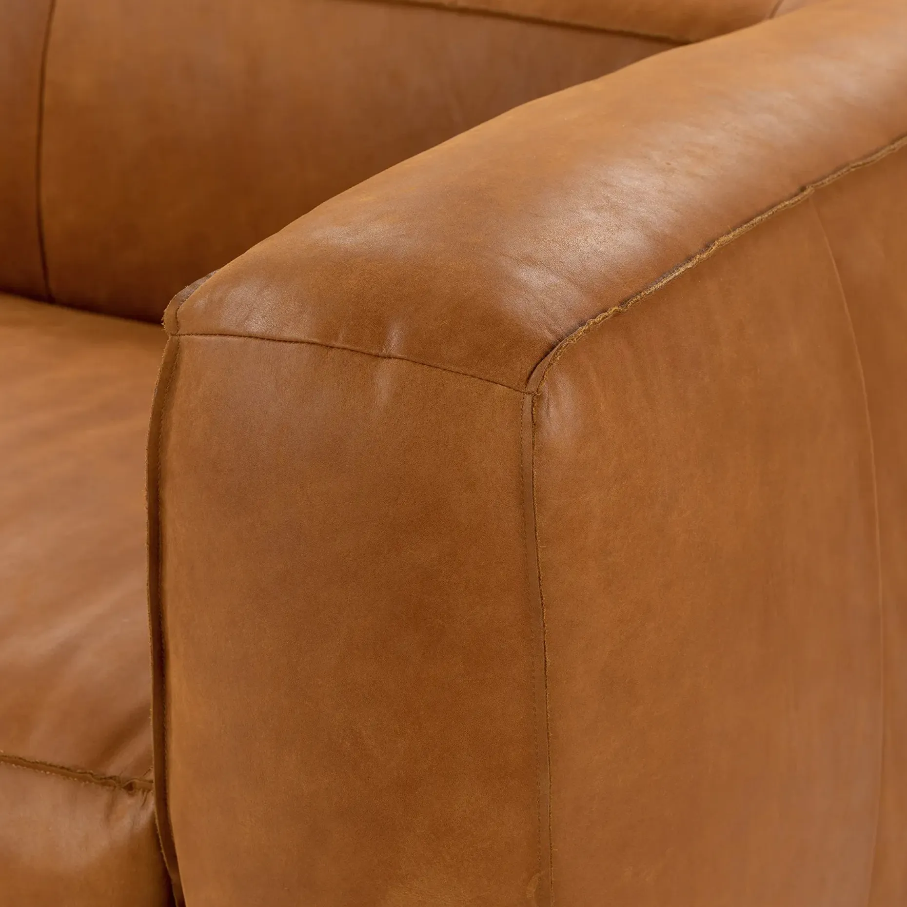 Cigar 92" Leather Sofa - Rawhide Tan